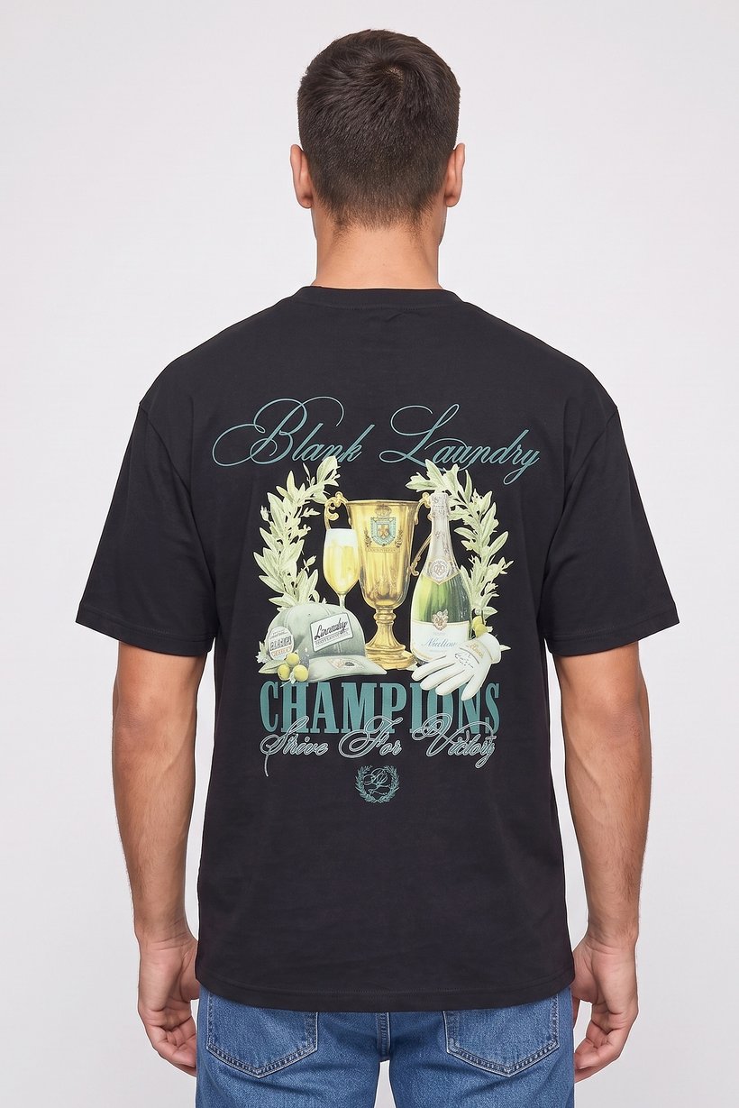Men Crew Neck Graphic Print Short Sleeve T-Shirt, Black