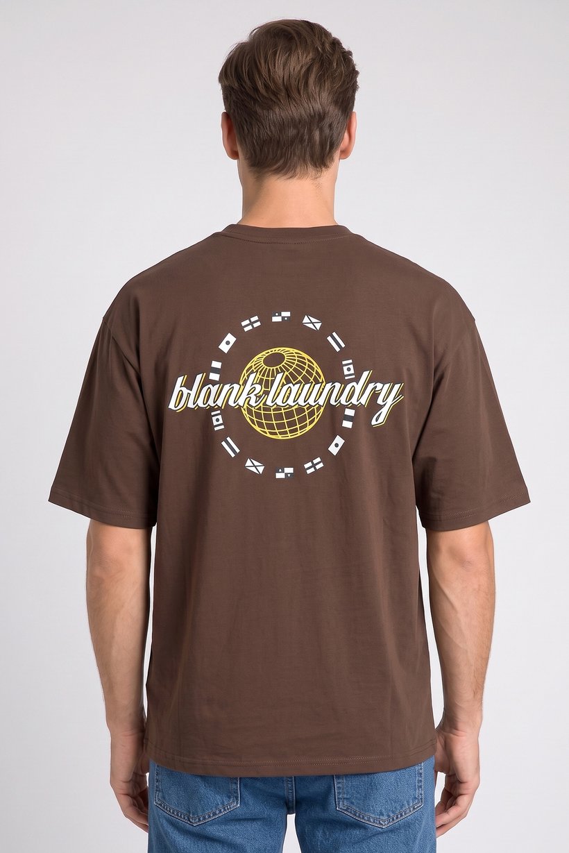 Men Crew Neck Graphic Print Short Sleeve T-Shirt, Brown