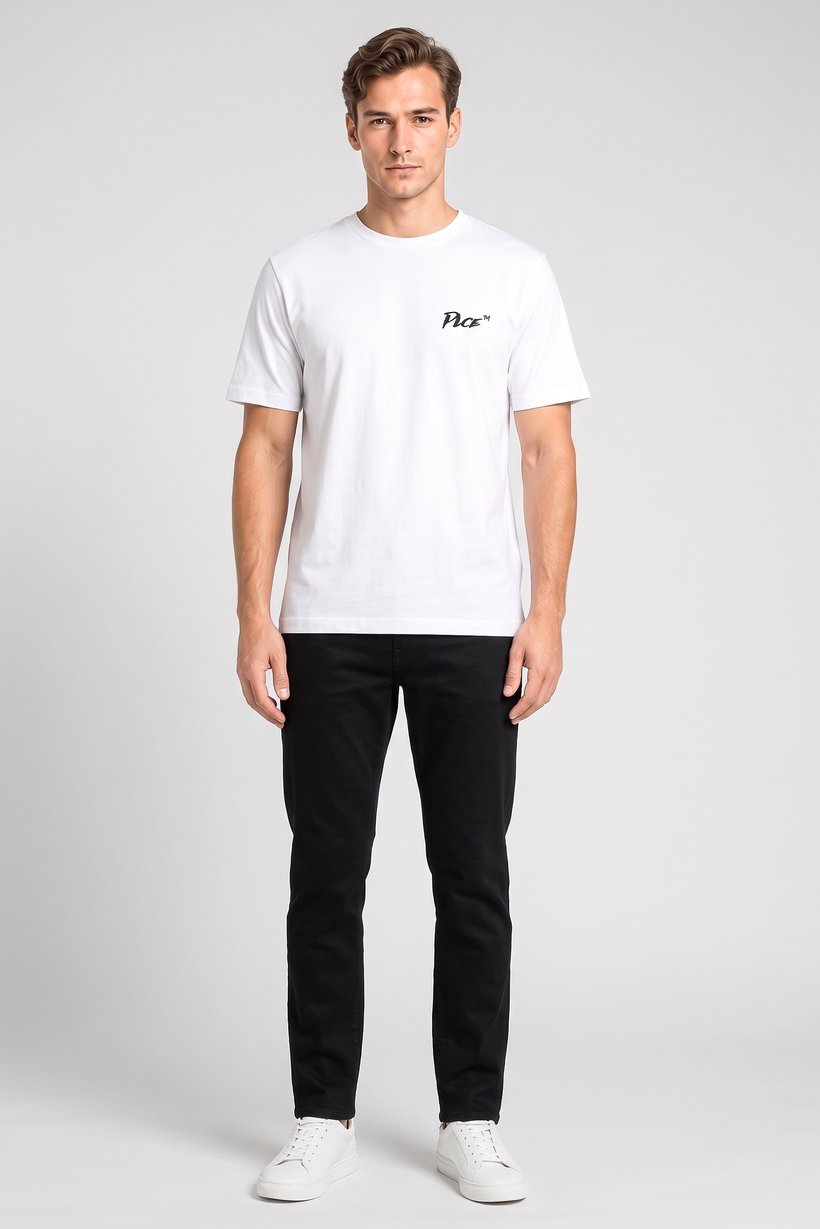 Men Crew Neck Short Sleeve Graphic Print T-Shirt, White