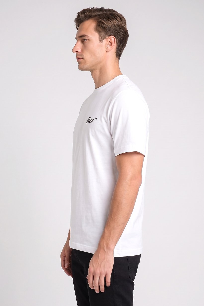 Men Crew Neck Short Sleeve Graphic Print T-Shirt, White