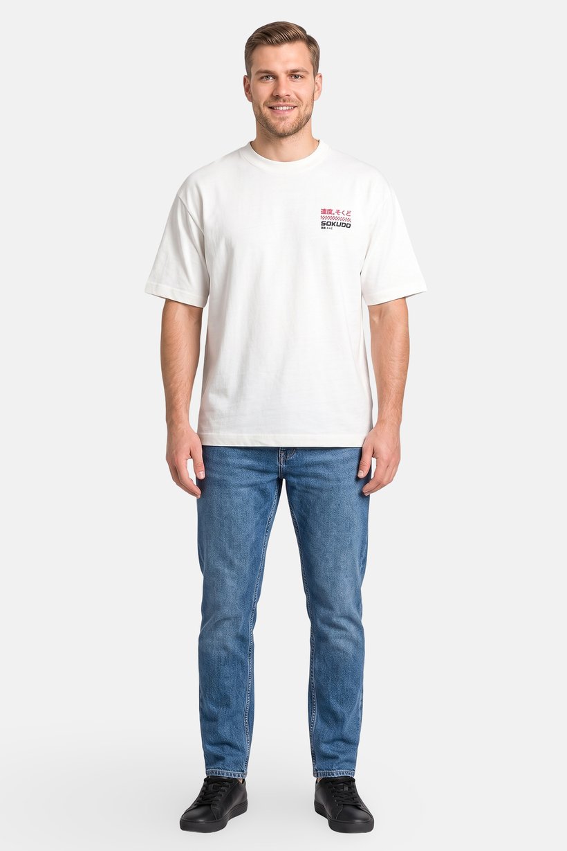 Men Crew Neck Short Sleeve Graphic Print T-Shirt, White