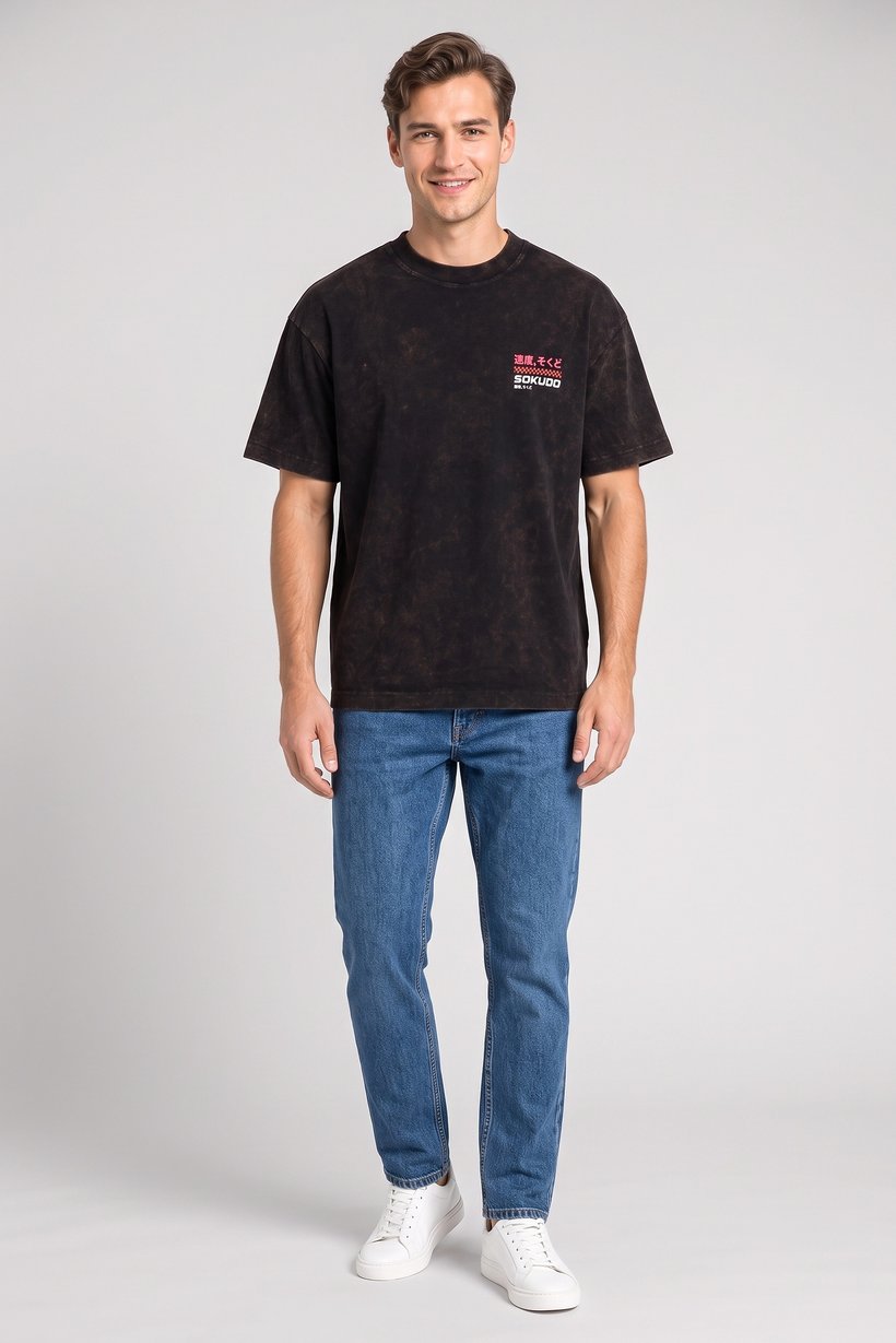 Men Crew Neck Short Sleeve Washed T-Shirt, Multicolor