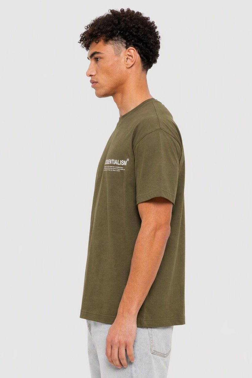 Men Crew Neck Brand Logo Short Sleeve T-Shirt, Olive