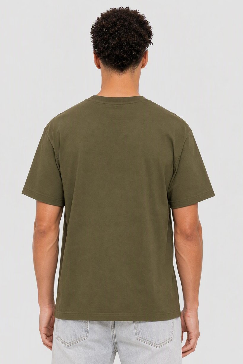 Men Crew Neck Brand Logo Short Sleeve T-Shirt, Olive