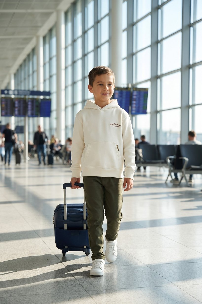Kids Boy Graphic Print Long Sleeve Hoodie, Off-White