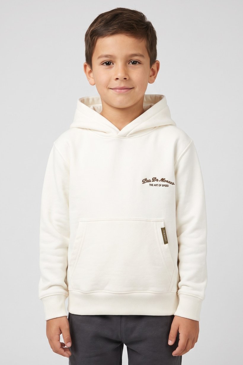 Kids Boy Graphic Print Long Sleeve Hoodie, Off-White