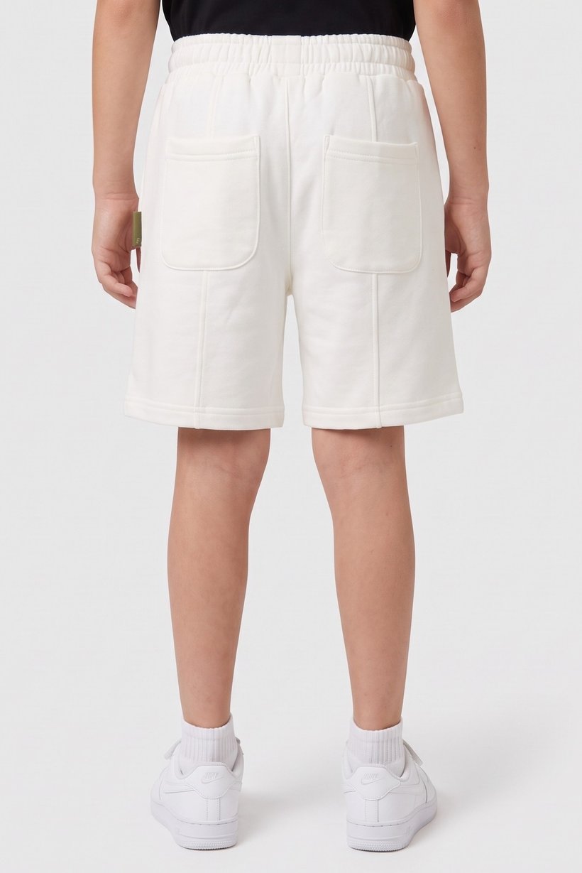 Kids Boy Embroidered Basic Shorts, Off-White