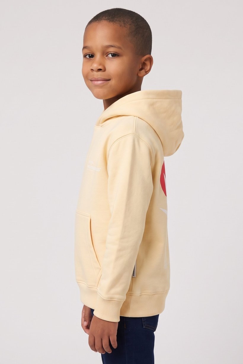 Kids Boy Graphic Print Long Sleeve Hoodie, Dark Beige