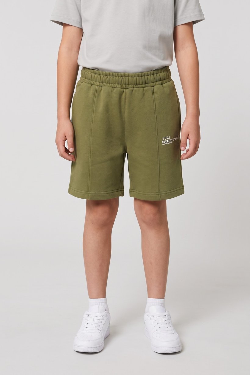 Kids Boy Brand Logo Basic Shorts, Olive