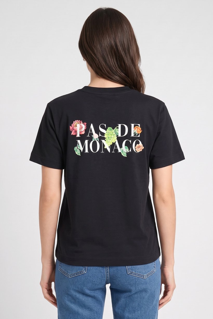 Women Crew Neck Short Sleeve Graphic Print T-Shirt, Black