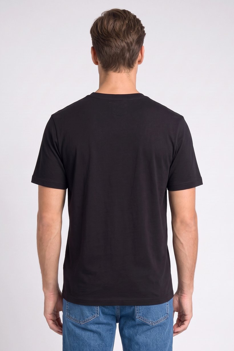 Men Crew Neck Short Sleeve Brand Logo T-Shirt, Black