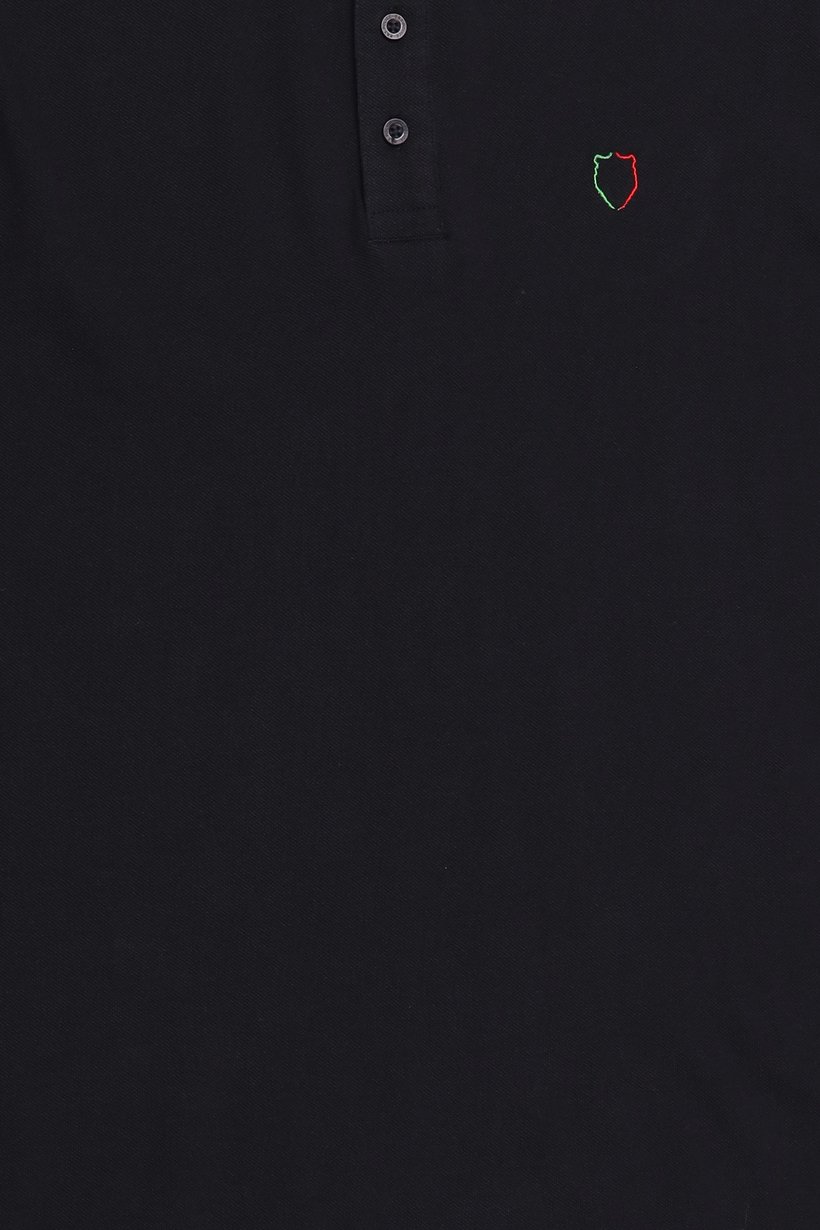 Men Regular Fit Embroidered Short Sleeve Polo Shirt, Black