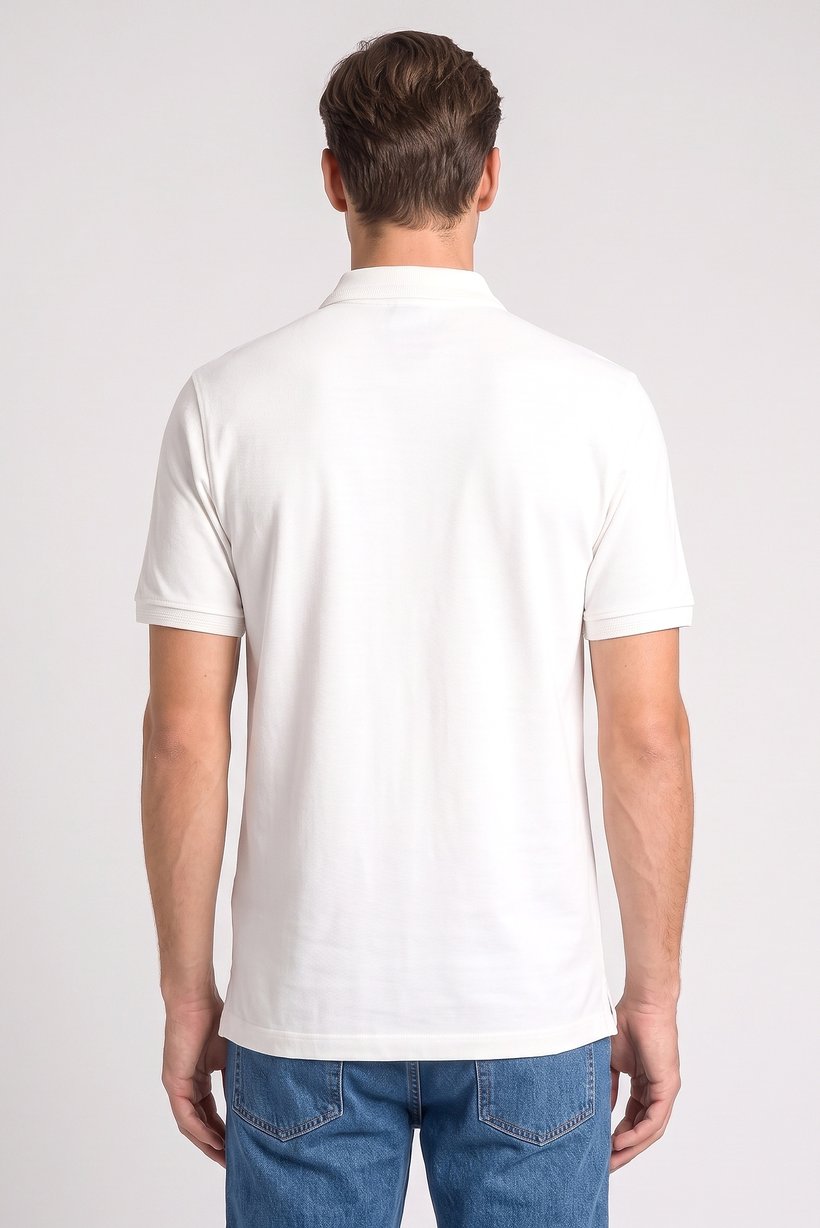 Men Regular Fit Embroidered Short Sleeve Polo, White