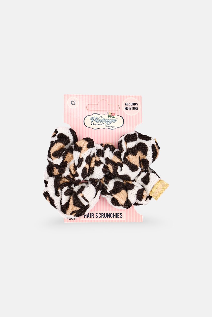 Women 2 Piece Animal Print Hair Scrunchies, Multicolor