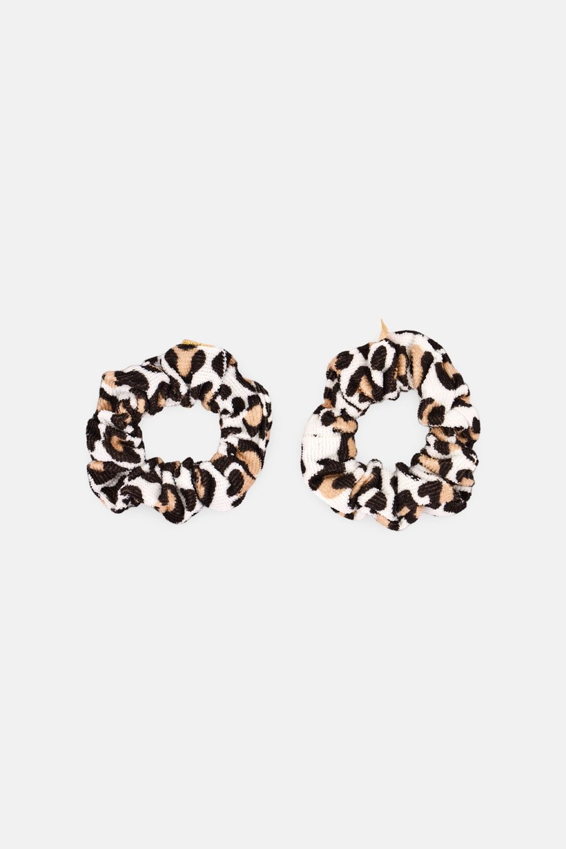 Women 2 Piece Animal Print Hair Scrunchies, Multicolor