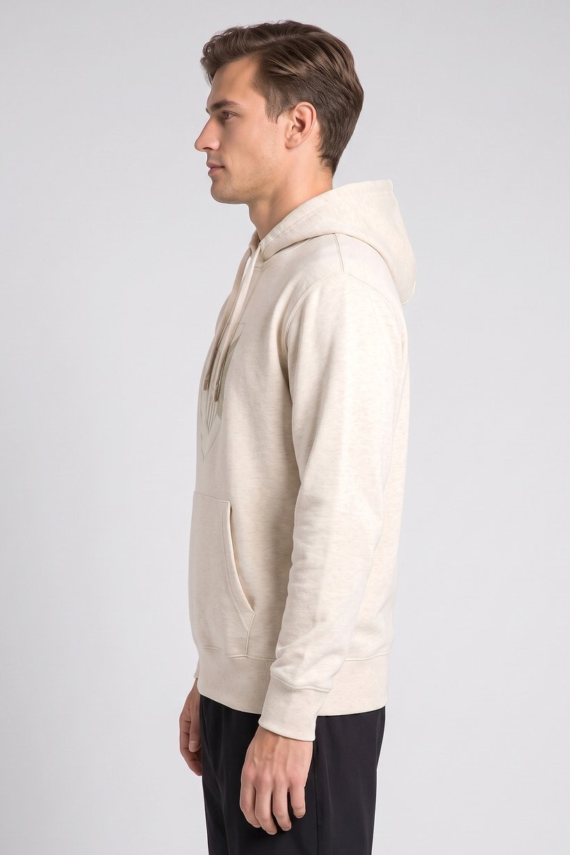 Men Sportswear Fit Long Sleeve Outdoor Hoodie, Beige