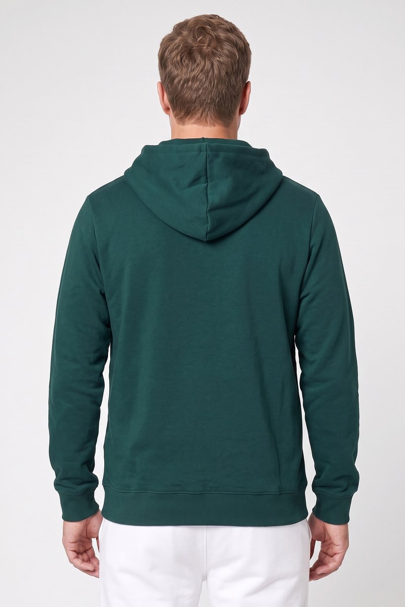 Men Sportswear Fit Long Sleeve Outdoor Hoodie, Dark Green