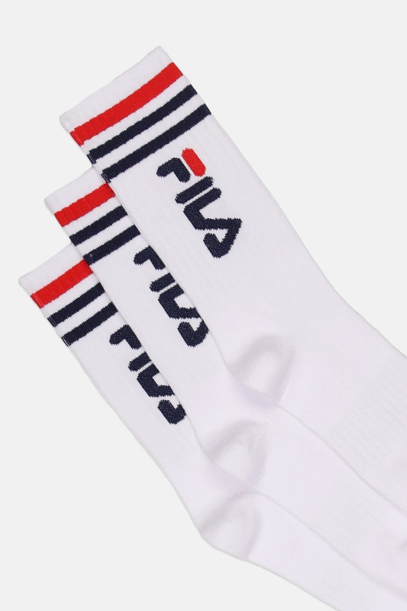 Men 3 Pairs Brand Logo Crew Socks, White