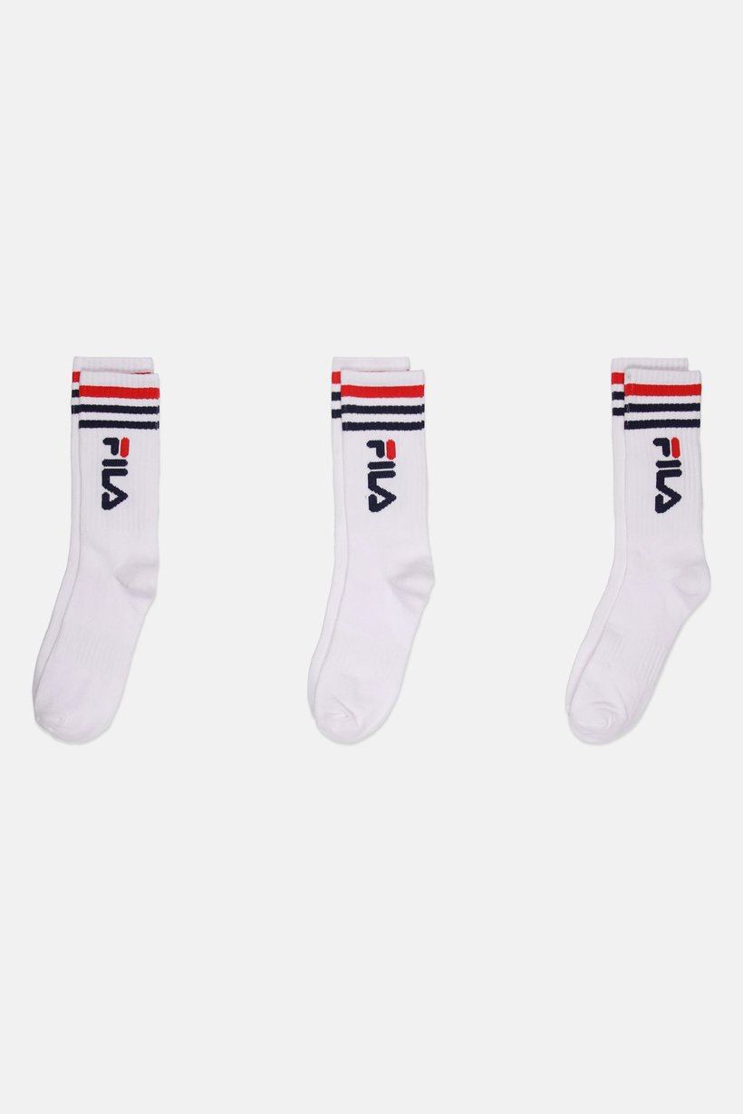 Men 3 Pairs Brand Logo Crew Socks, White