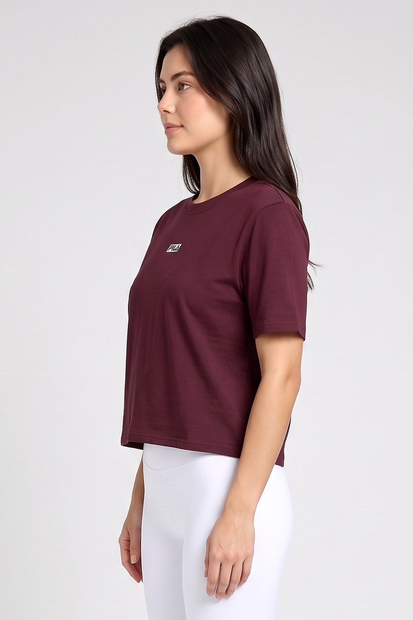Women Boxy Fit Short Sleeve Outdoor T-Shirt, Maroon