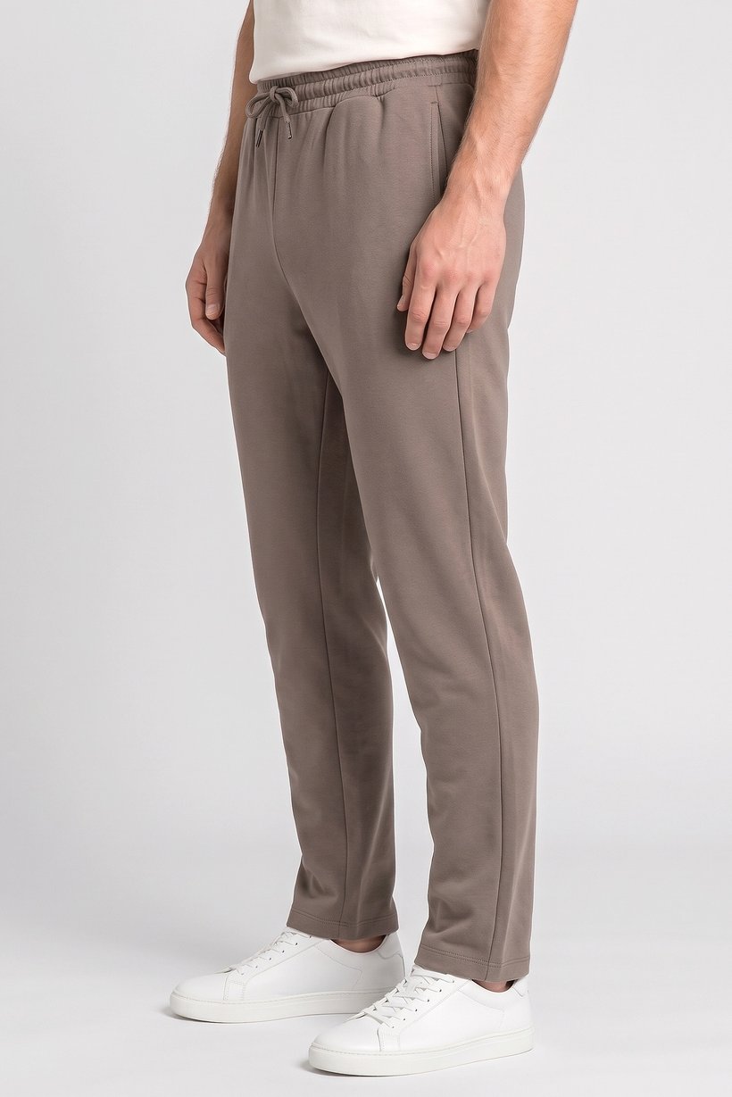 Men Regular Fit Plain Sweatpants, Taupe