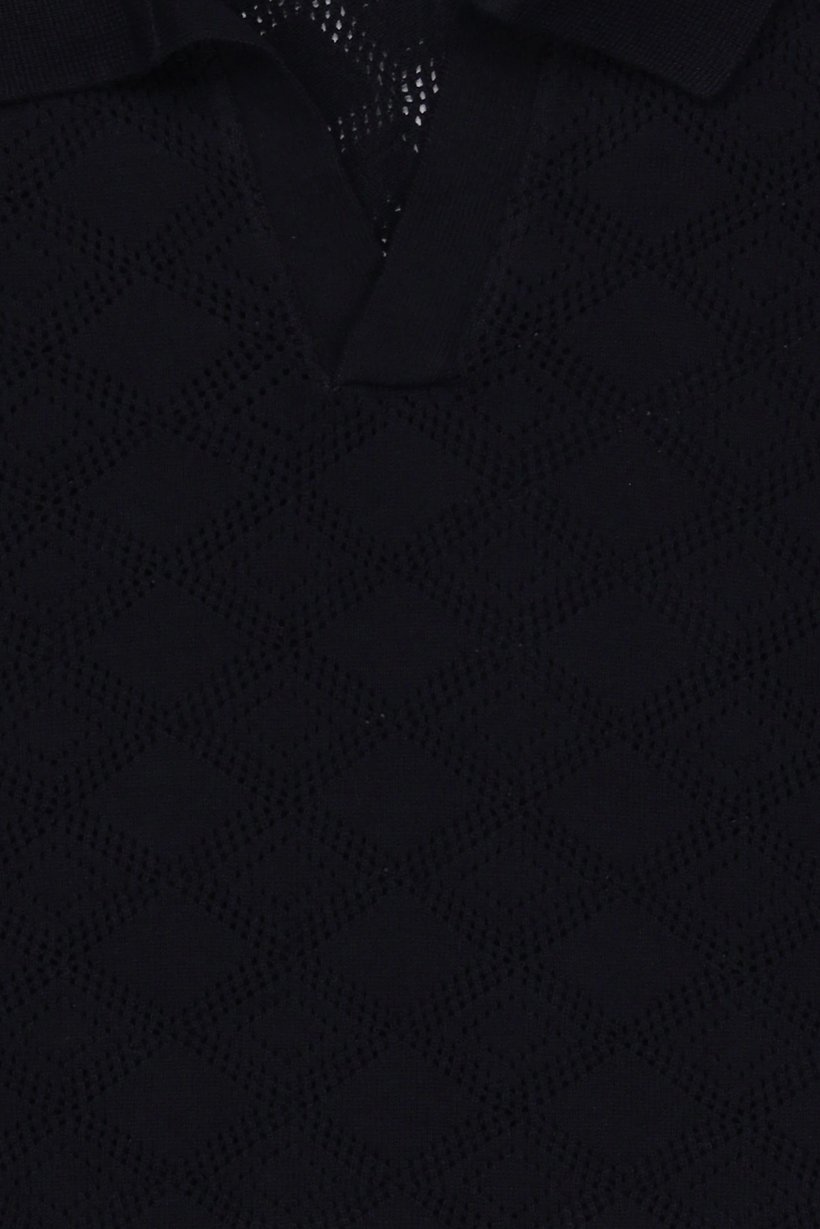 Men Regular Fit Knitted Short Sleeve Polo Shirt, Navy Blue