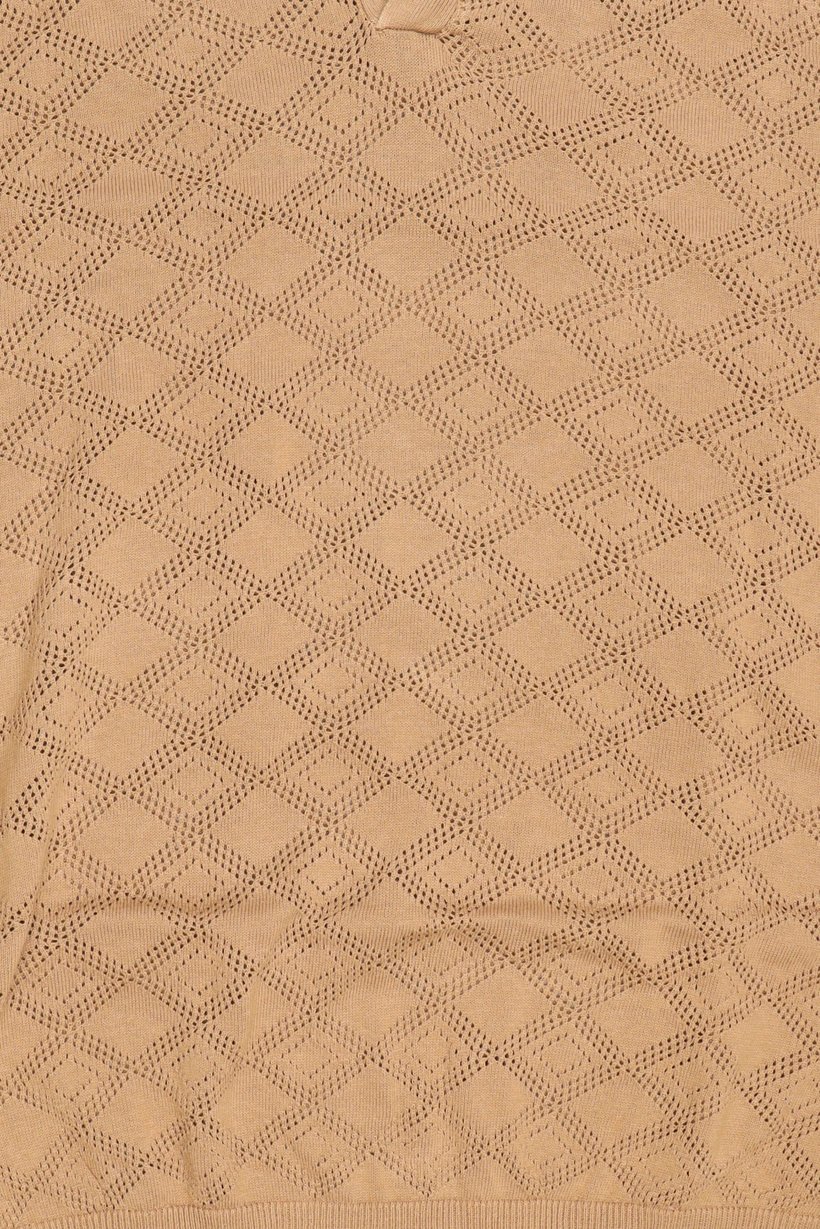 Men Regular Fit Knitted Short Sleeve Polo Shirt, Light Tan
