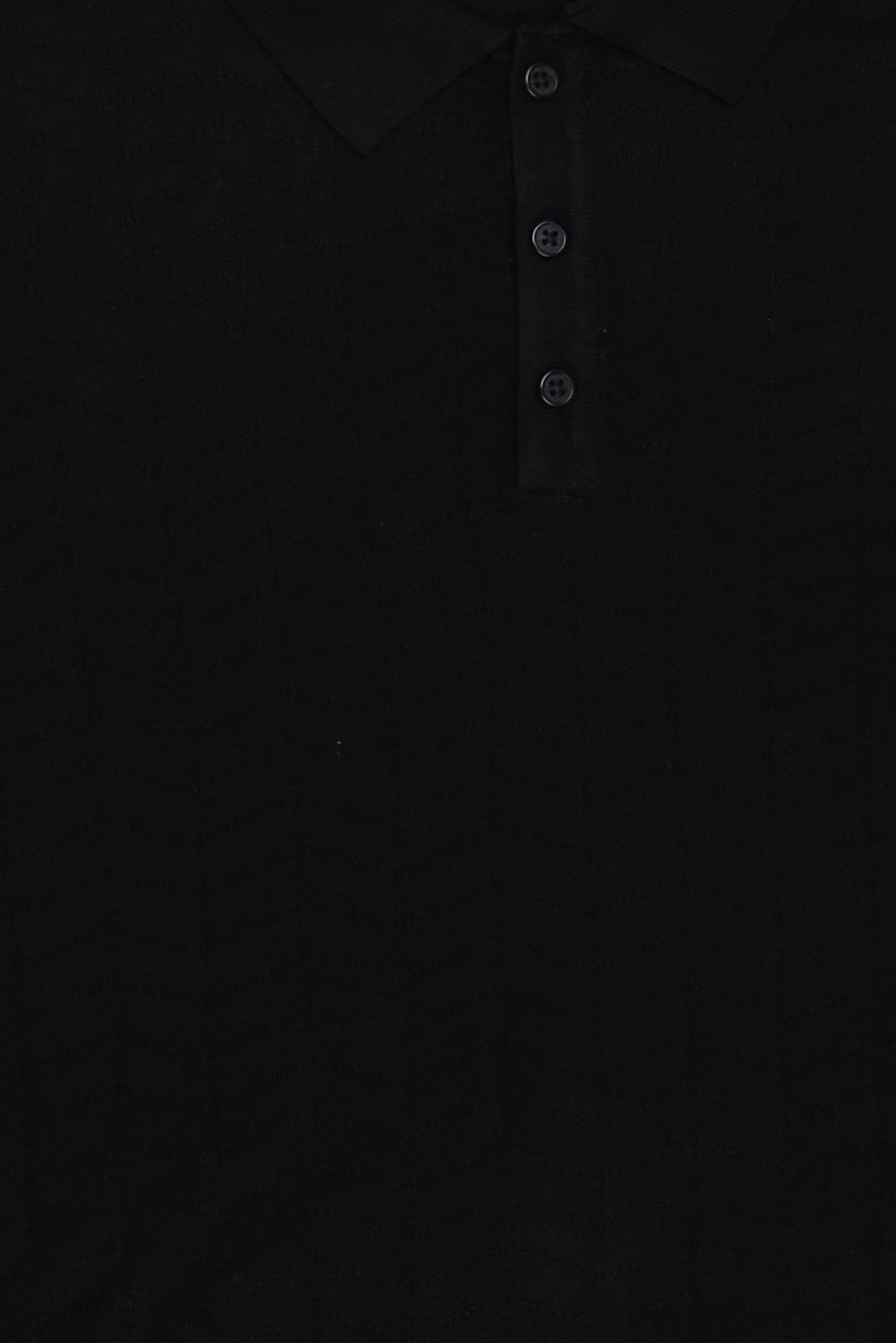 Men Regular Fit Textured Short Sleeve Polo Shirt, Black