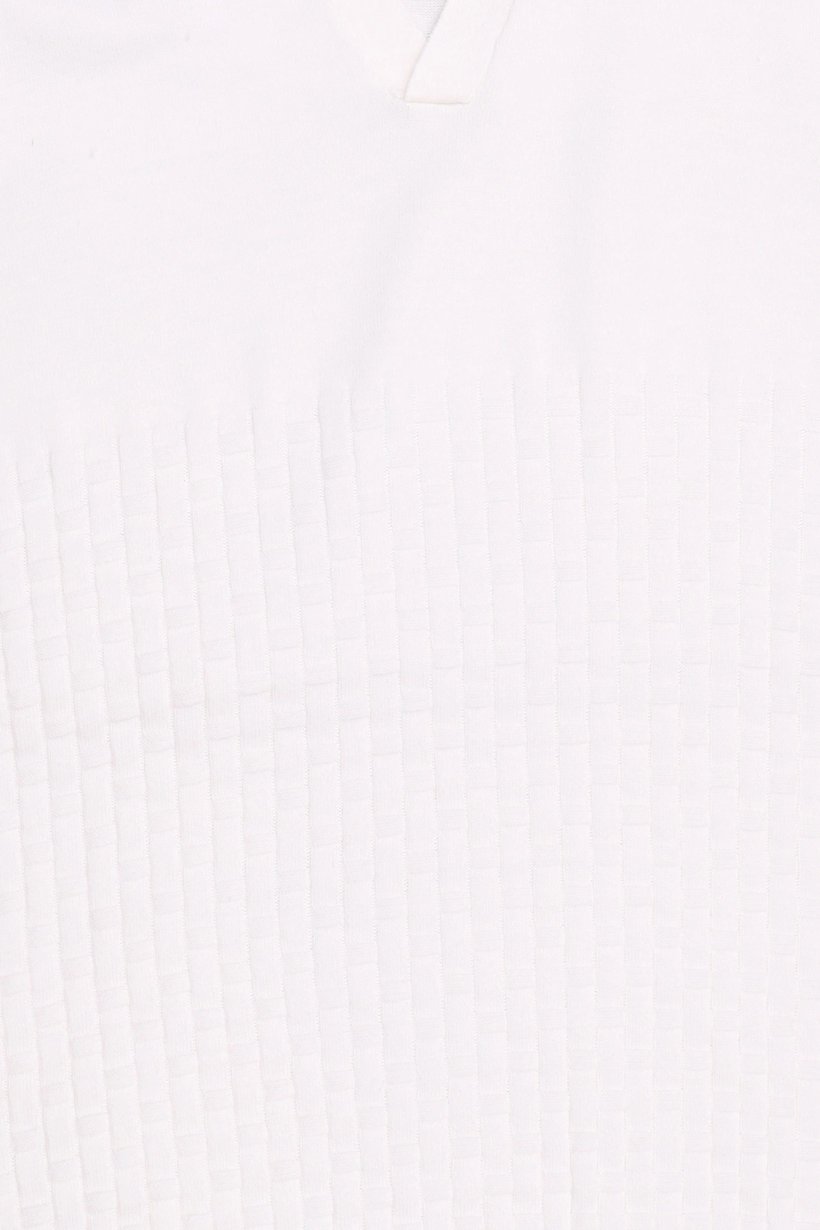 Men Regular Fit Textured Short Sleeve Polo Shirt, White
