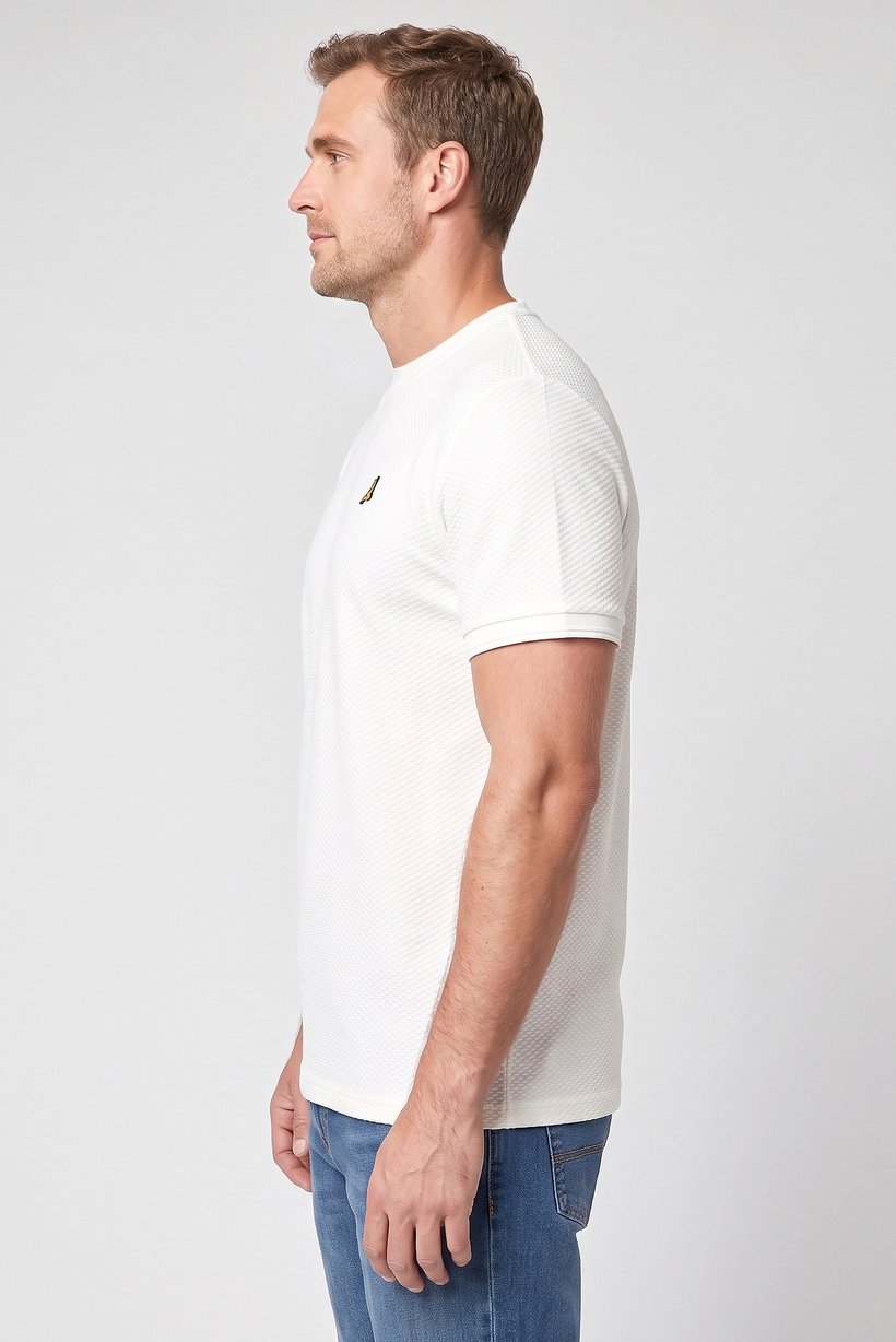 Men Crew Neck Short Sleeve Embroidered Logo T-Shirt, White