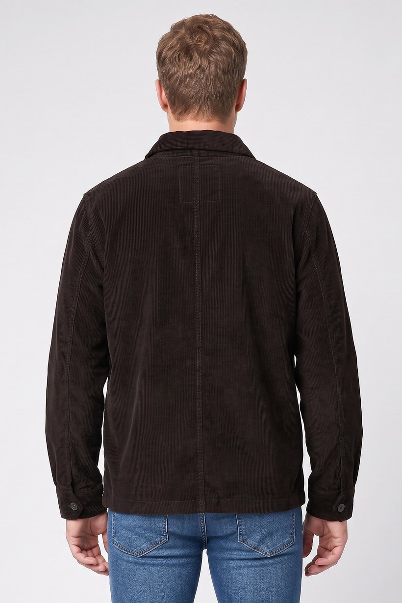 Men Corduroy Jacket Shirt, Dark Chocolate