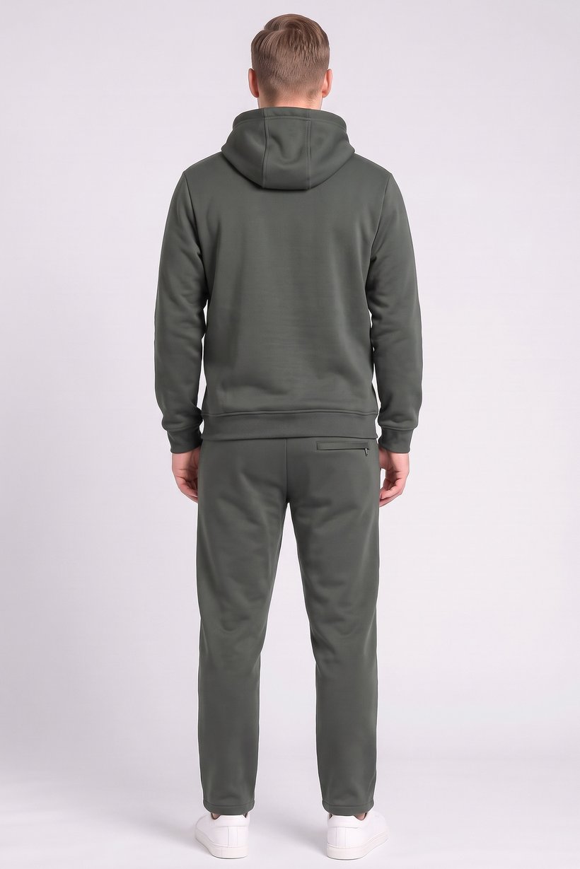 Men 2 Pieces Long Sleeve Plain Hoodies And Sweatpants Set, Forest Green