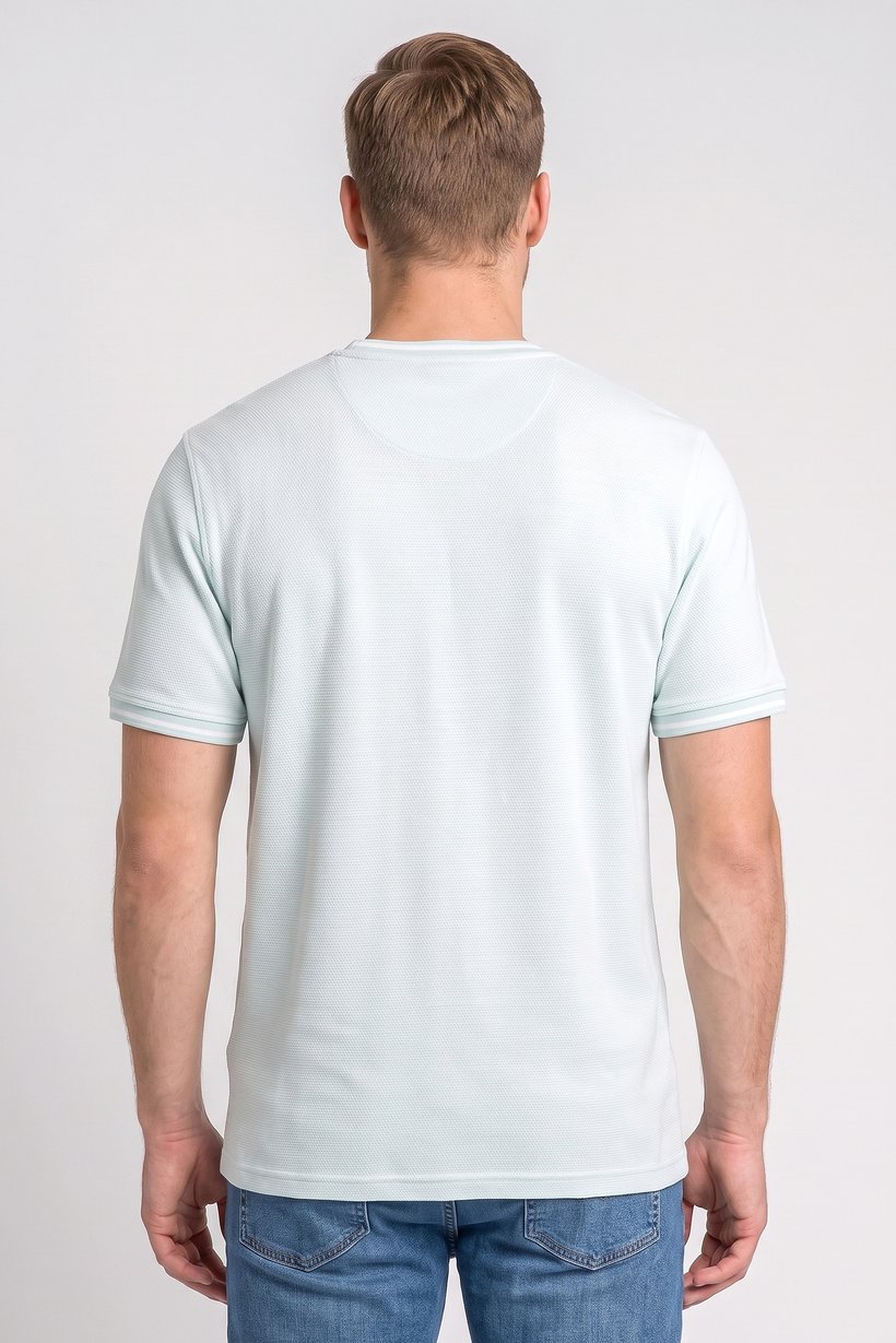 Men Crew Neck Short Sleeve Textured T-Shirt, Light Green