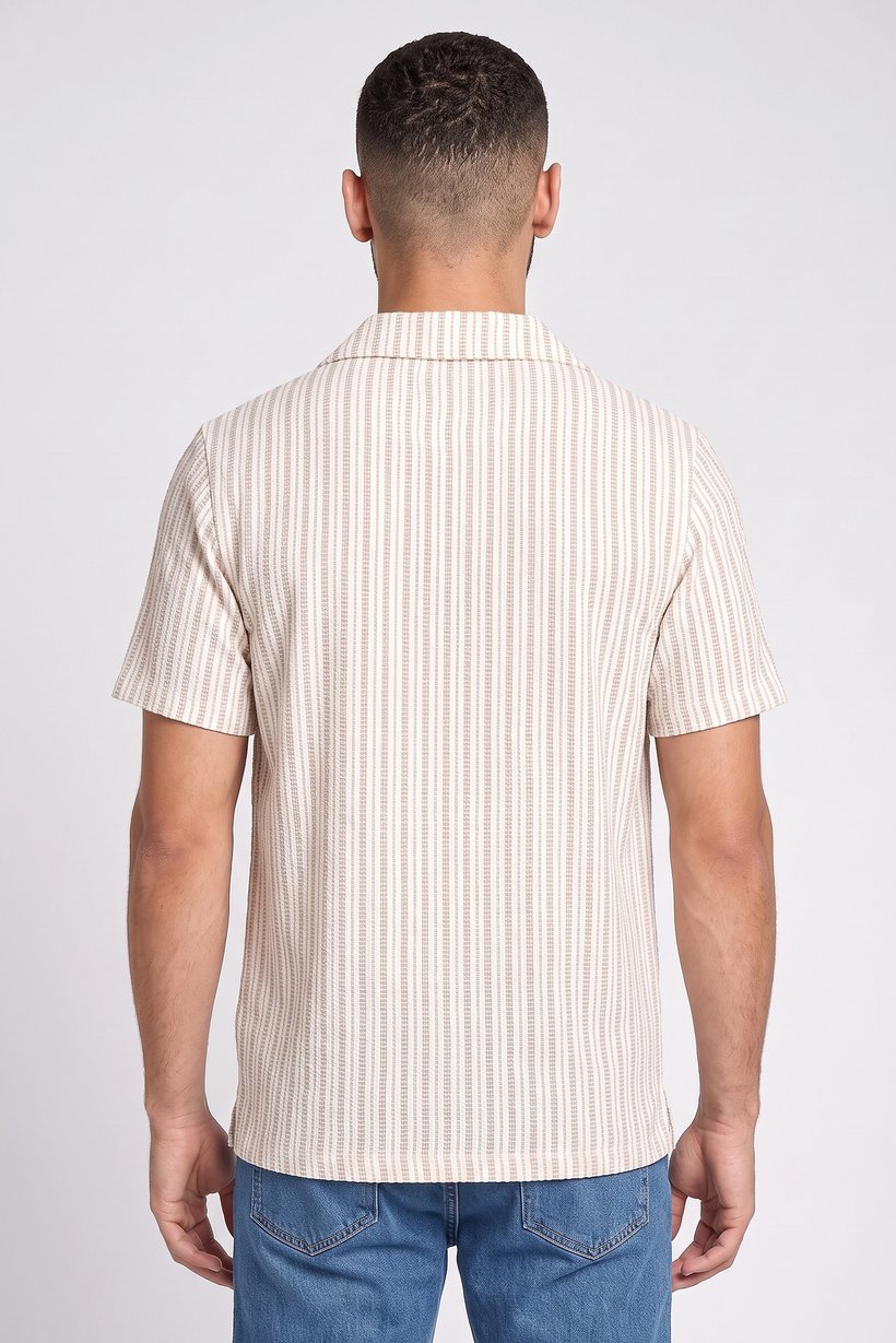 Men Regular Fit Stripe Short Sleeve Casual Shirt, Multicolor