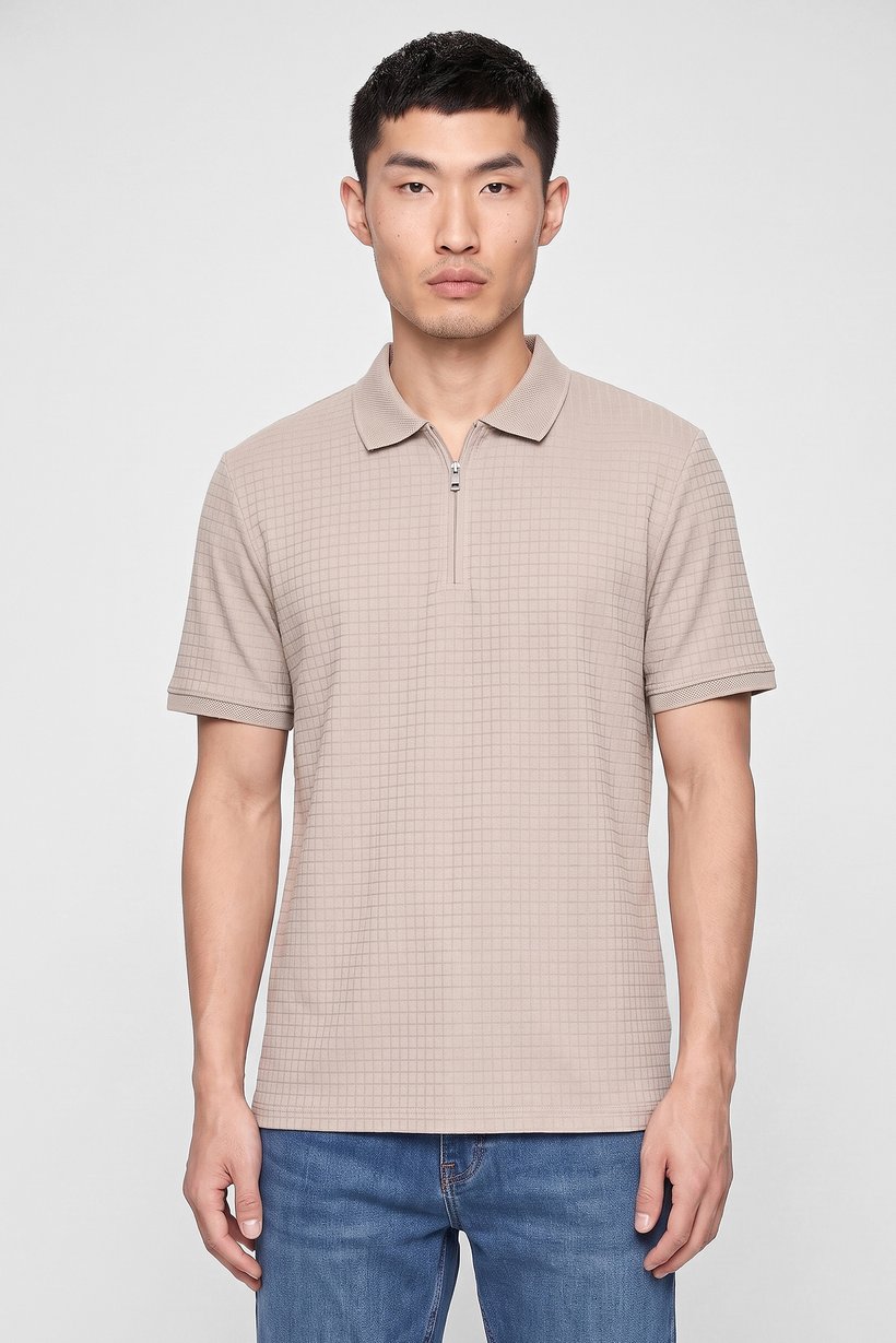 Men Regular Fit Plain Short Sleeve Polo Shirt, Dark Tan