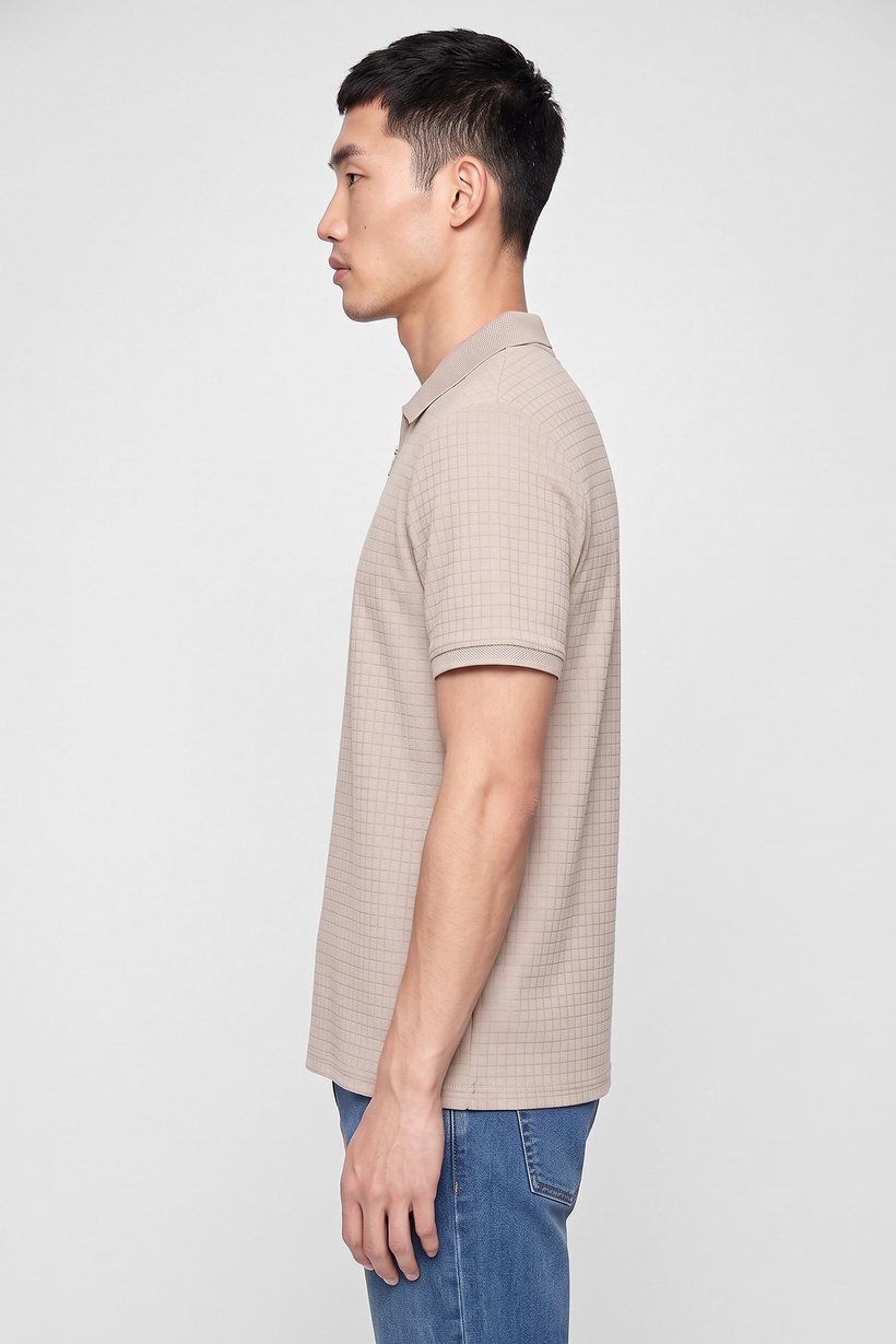 Men Regular Fit Plain Short Sleeve Polo Shirt, Dark Tan