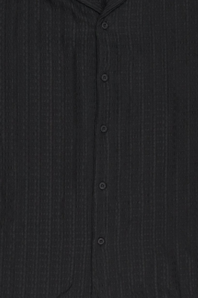Men Regular Fit Short Sleeve Textured Casual Shirt, Black