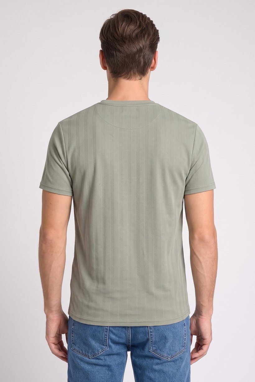 Men Crew Neck Short Sleeve Textured T-Shirt, Sage