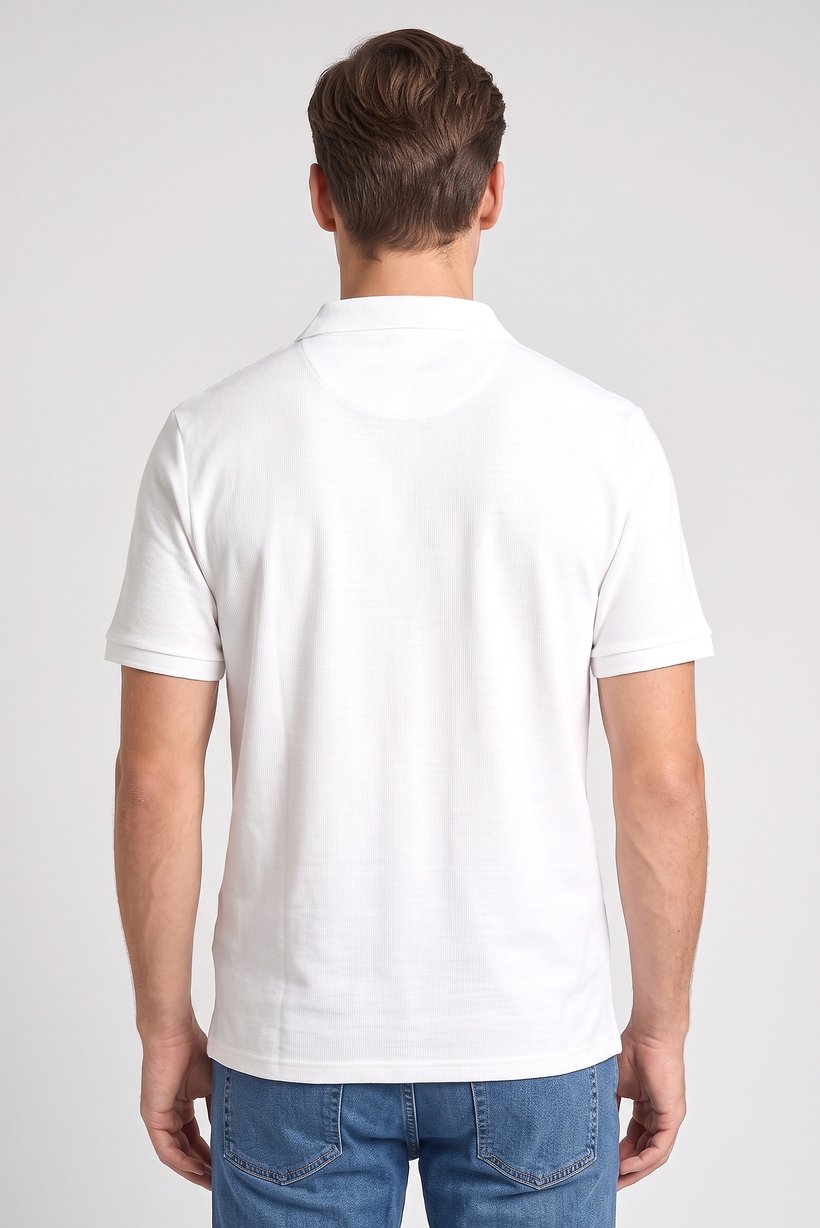 Men Regular Fit Solid Short Sleeve Polo Shirt, White