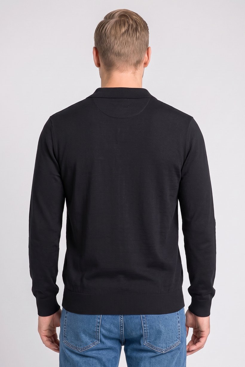 Men V Neck Long Sleeve Knitted Sweater, Black