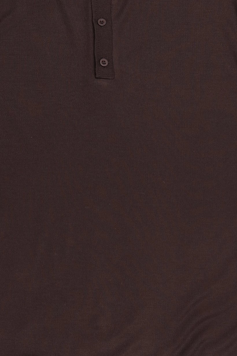 Men Spread Collar Knitted Long Sleeve Sweatshirt, Chocolate Brown