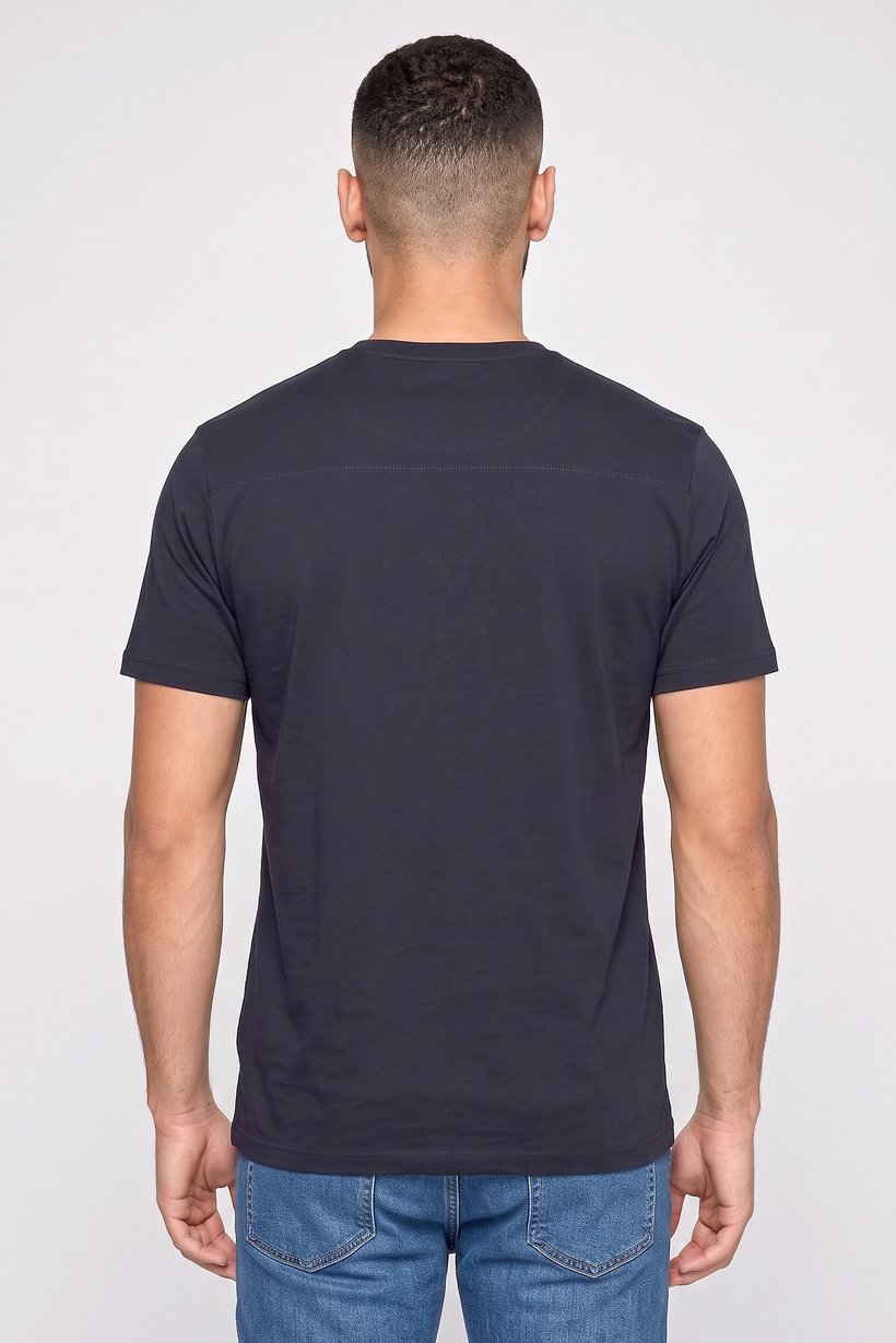 Men Crew Neck Short Sleeve Plain T-Shirt, Navy Blue