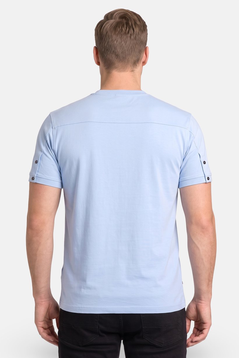 Men Crew Neck Short Sleeve Brand Logo T-Shirt, Light Blue