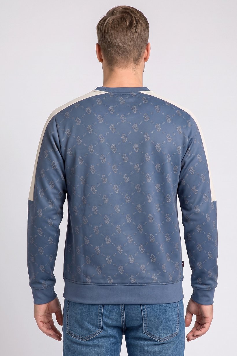 Men Long Sleeve Allover Print Sweatshirt, Slate Blue