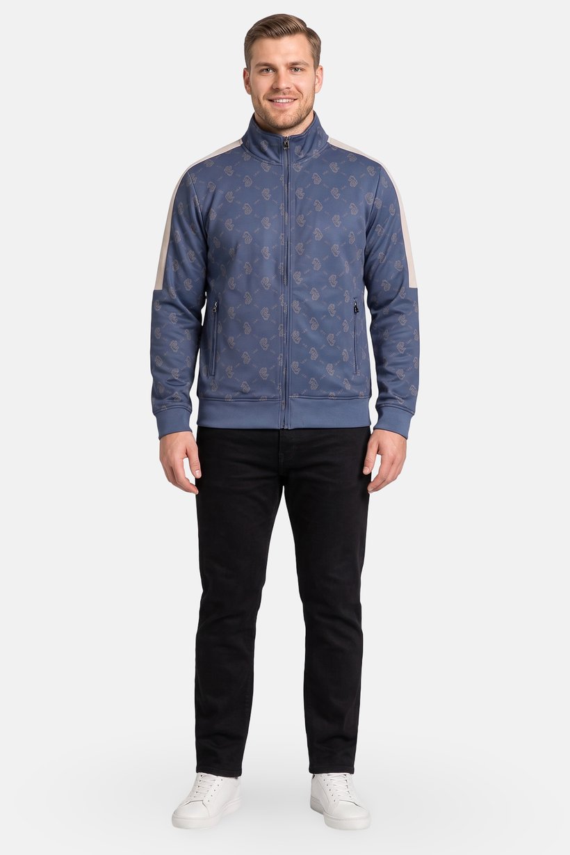 Men Mock Neck Long Sleeve Allover Print Sweatshirt, Multicolor