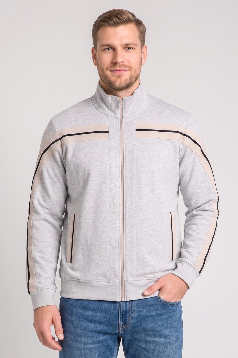 Men Mock Neck Long Sleeve Allover Print Sweatshirt, Multicolor
