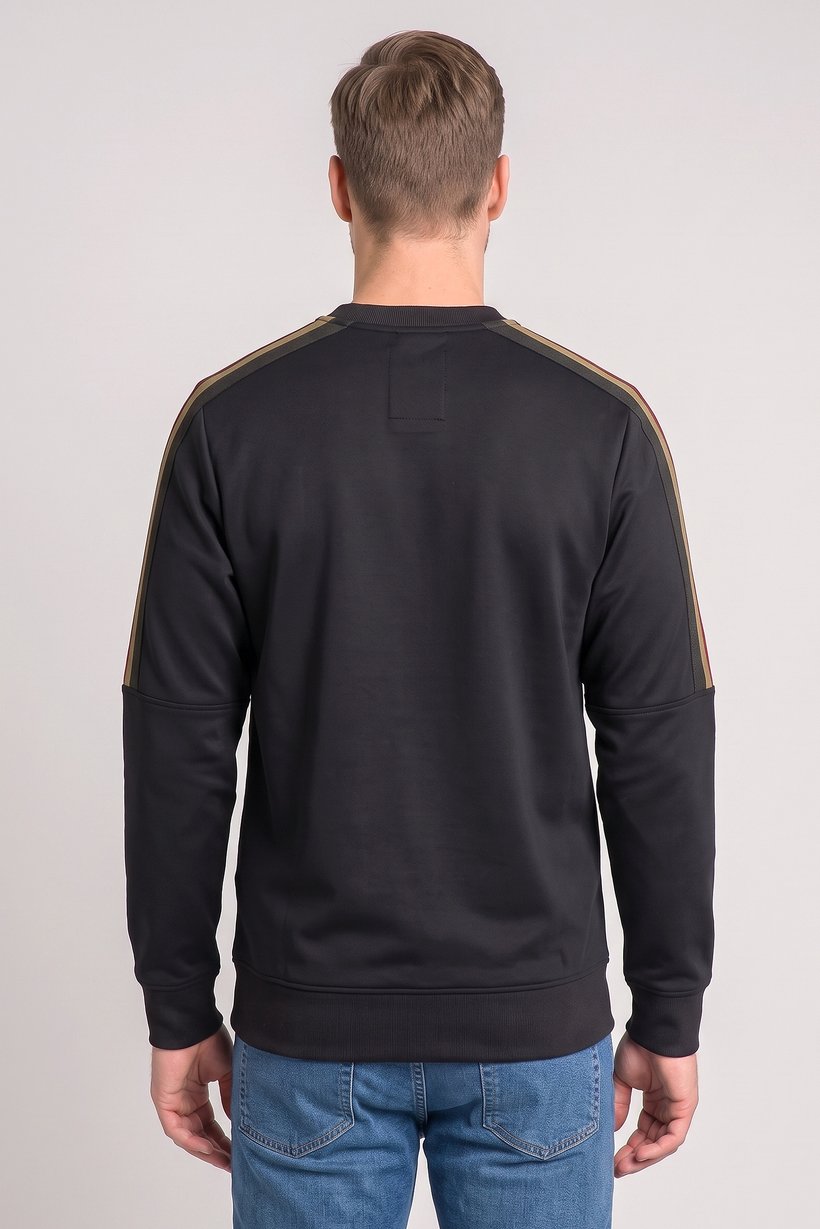 Men Crew Neck Long Sleeve Brand Logo Sweatshirt, Black