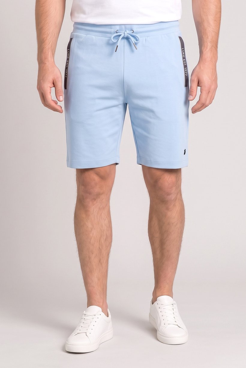 Men Brand Logo Basic Shorts, Sky Blue