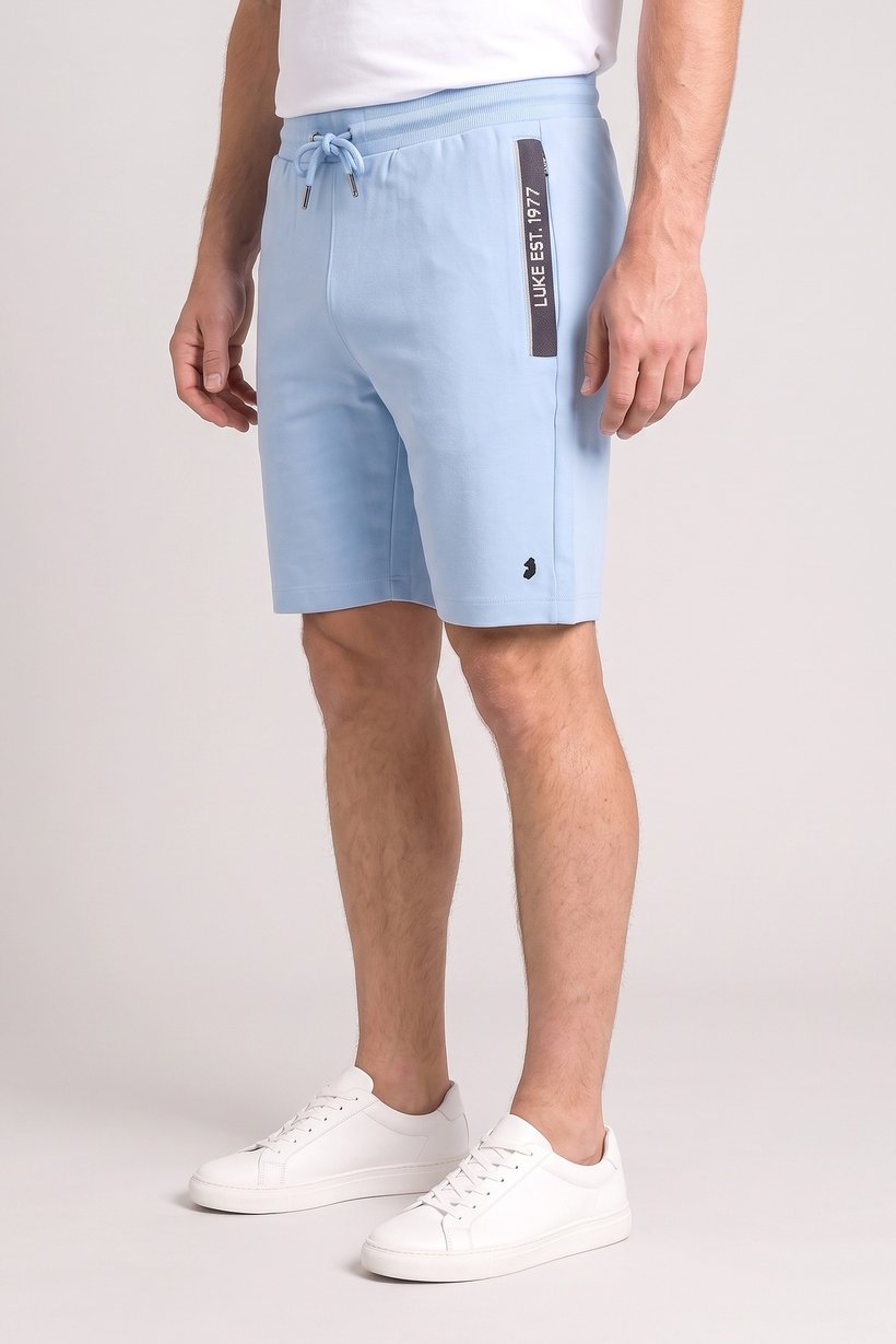 Men Brand Logo Basic Shorts, Sky Blue