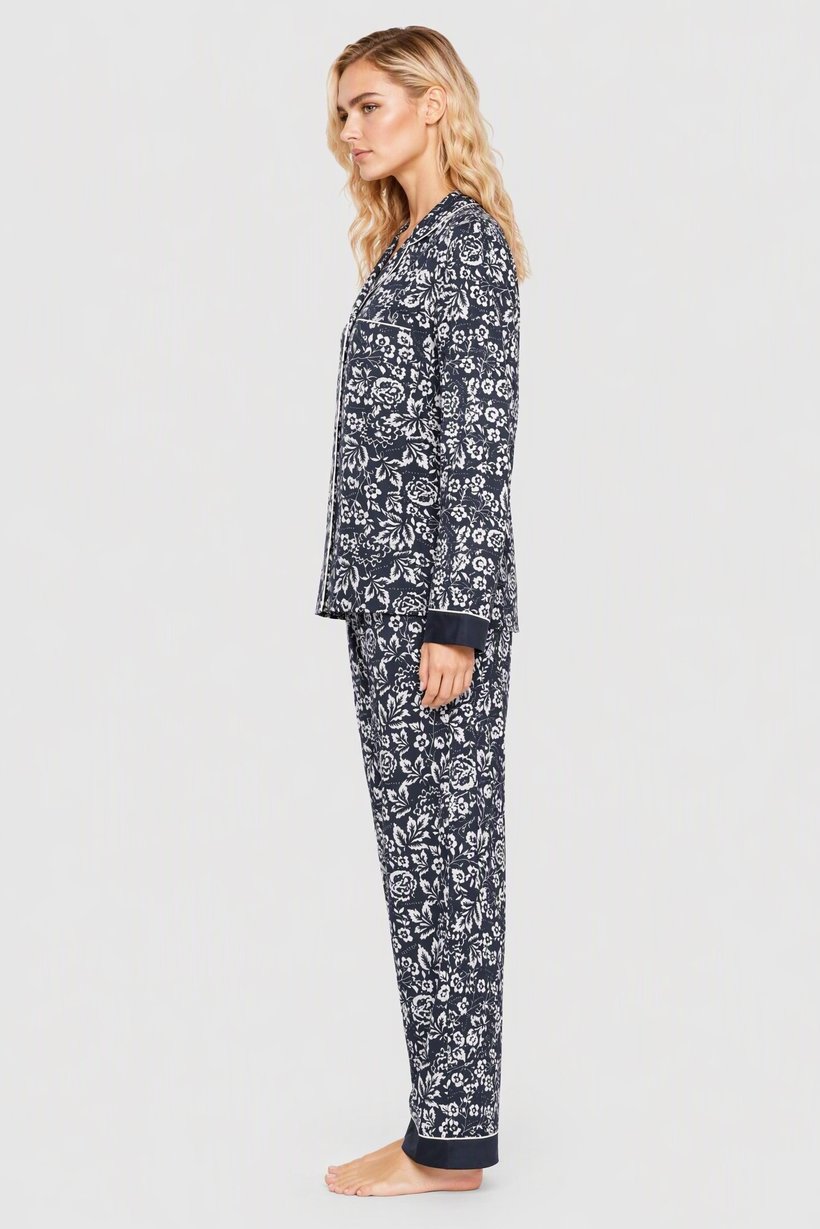 Women 2 Pieces Floral Print Long Sleeve Shirt And Pants Pajama Set, Multicolor